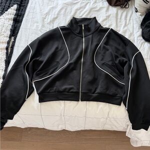 Zara Black and White Zip-Up Jacket